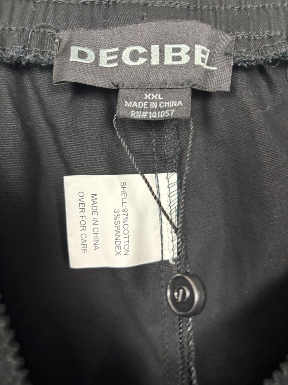 Decibel Mens Black Cargo Shorts Drawstring Waist & Zipper Pockets size XXL NWT's - Picture 7 of 8
